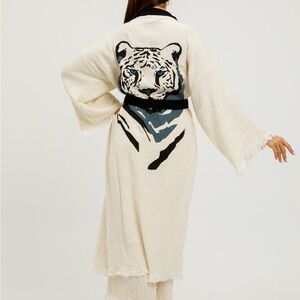 Cotton Robe Kimono with Tiger Design